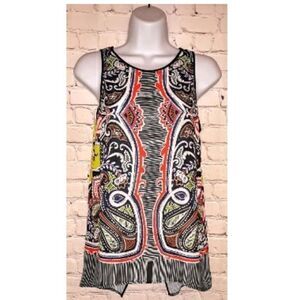 New with Tags Clover Canyon Sleeveless Graphic Print Split Back Top XS ret $140